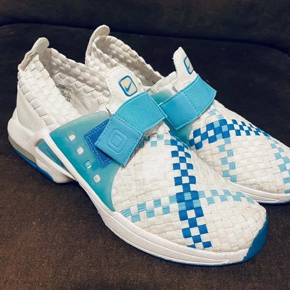 Vintage Nike Air Max Sphere Woven Women's White Blue 302260 Running Shoes